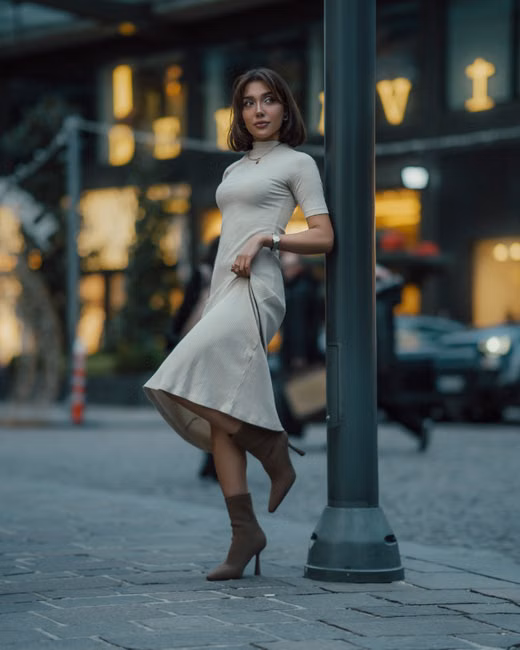 Vestido Midi Canelado